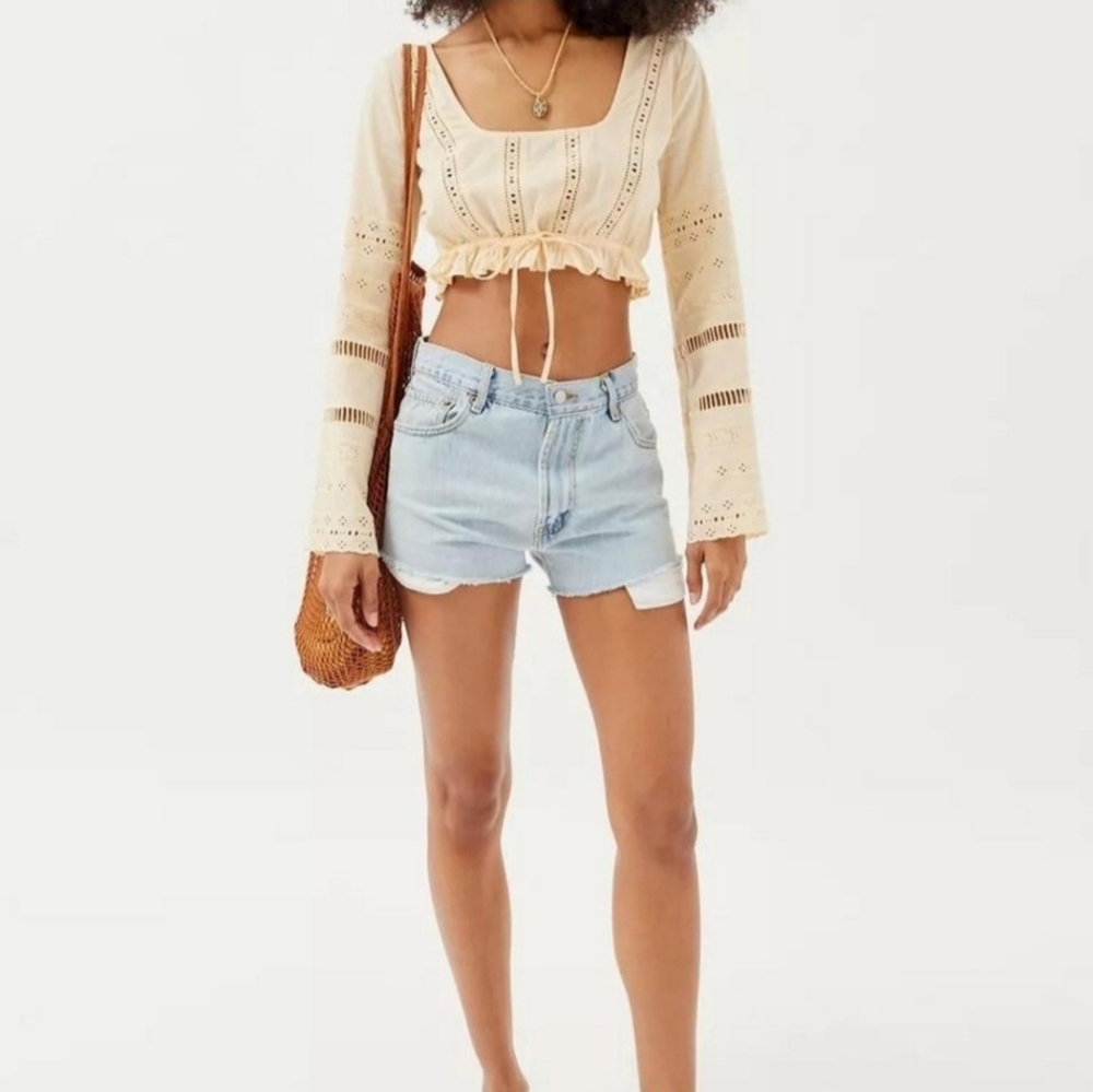 Urban Outfitters NWOT eyelet yellow crop top XL